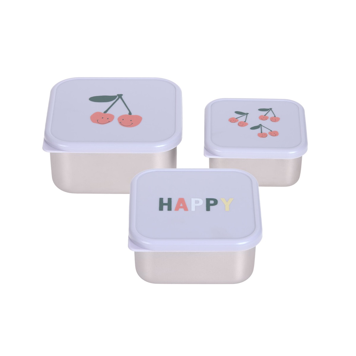 Set 3 Boîtes Goûter LÄSSIG - Acier Inoxydable - Tailles S/M/L - Empilables Et Lavables Lave-vaisselle