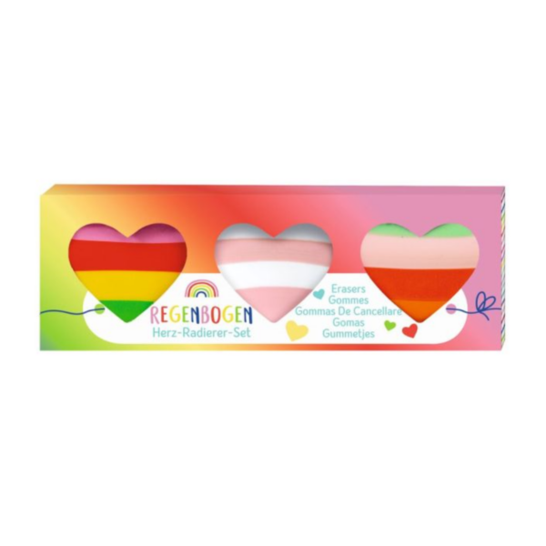 Regenbogen Herz Radierer Set