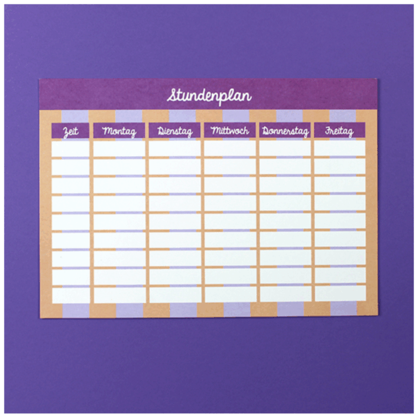 Ava & Yves Stundenplan flieder / lachs / fuchsia DIN A4
