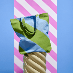 Kado Design Baumwolltasche diagonal gestreift Eis