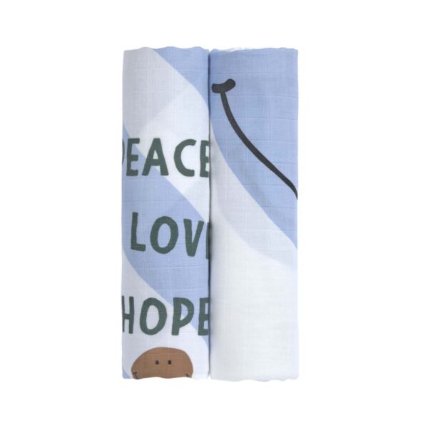 Lässig Mulltücher 2er Set Happy Rascals hellblau 120 x 120 cm – Bild 2