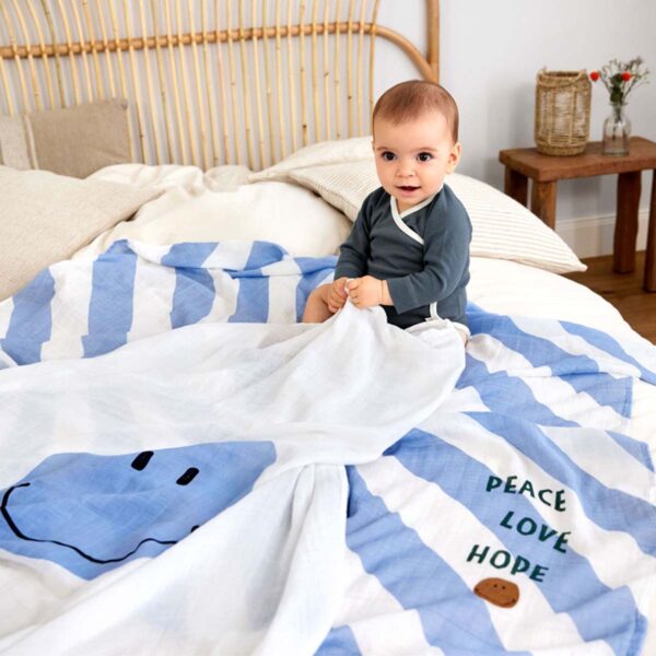 Lässig Mulltücher 2er Set Happy Rascals hellblau 120 x 120 cm – Bild 8