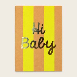 Postkarte Streifen lachs/gelb mit Goldeffekt – Hi Baby