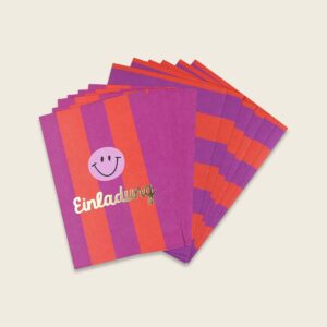 Ava & Yves Einladungskarten-Set Smile violett/koralle/flieder