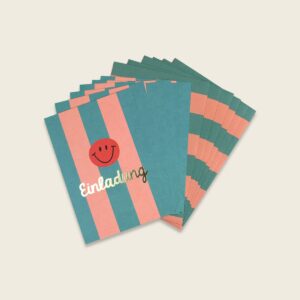 Ava & Yves Einladungskarten-Set Smile türkis/lachs/koralle