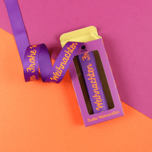 Ava & Yves Geschenkband Frohe Weihnachten fuchsia-orange 5m