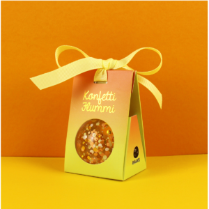 Ava & Yves Flummi mit Konfetti, gold-zitronengelb-aprikot