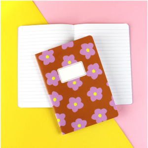 Ava & Yves Notizheft Flowers, braun-lila-gelb