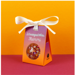 Ava & Yves Schneegestöber Flummi mit Konfetti, Schneeflocken, Lila-kupfer-weiss