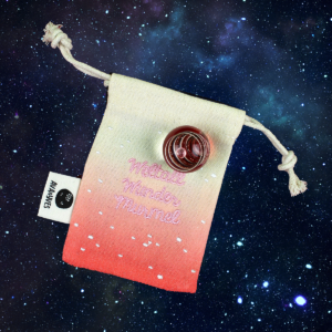 Ava & Yves Weltall-Wundermurmel handgefertigt, klar mit Milchstrasse und Planet