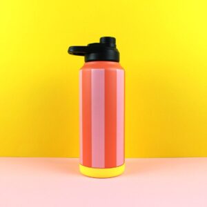 Ava & Yves Trinkflasche Stripes feuerrot-rosa-gelb 1Liter