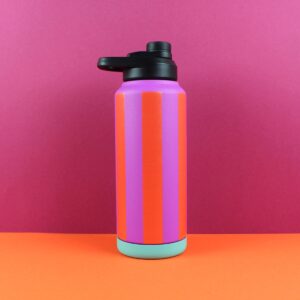 Ava & Yves Trinkflasche Stripes fuchsia-feuerrot-petrol 1Liter